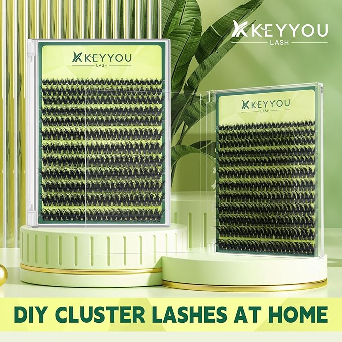 KEYYOU Lash Clusters 3D Effect Eyelash Clusters 144pcs D Curl Wispy Lashes Cluster Lashes 8-18MIX Natural Soft DIY Lash Extension at Home(PuffSilk V3D01-D-8-18MIX)
