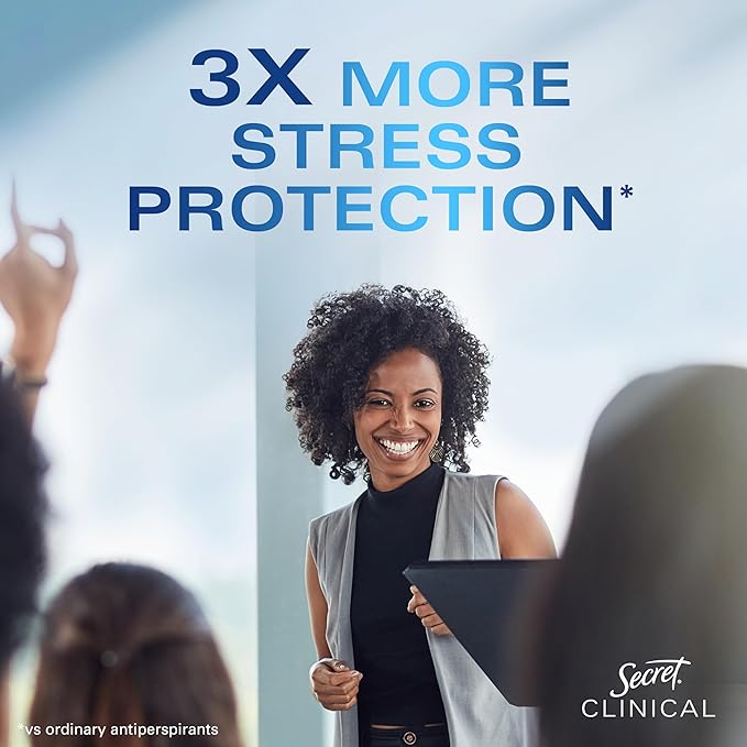Secret Clinical Strength Antiperspirant Deodorant for Women, 3X Stress Protection, 72hr Sweat & Odor Protection, PH Balancing Minerals, Clear Gel, Clean Lavender Scent, 2.6 oz