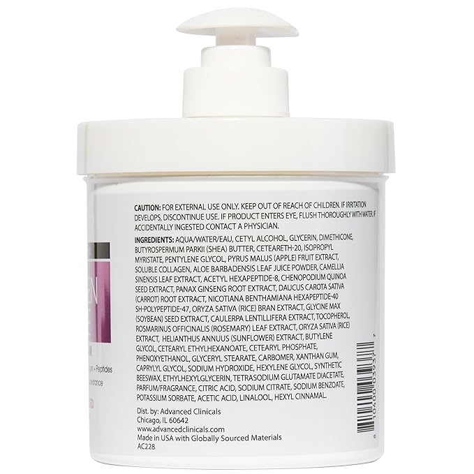 Advanced Clinicals Collagen Peptides Firming Body Lotion Face Cream + Collagen Body Oil Moisturizer 2PC Skin Care Set For Women & Men | Skin Tightening Dry Skin Moisturizing Cream & Massage Oil, 2PC