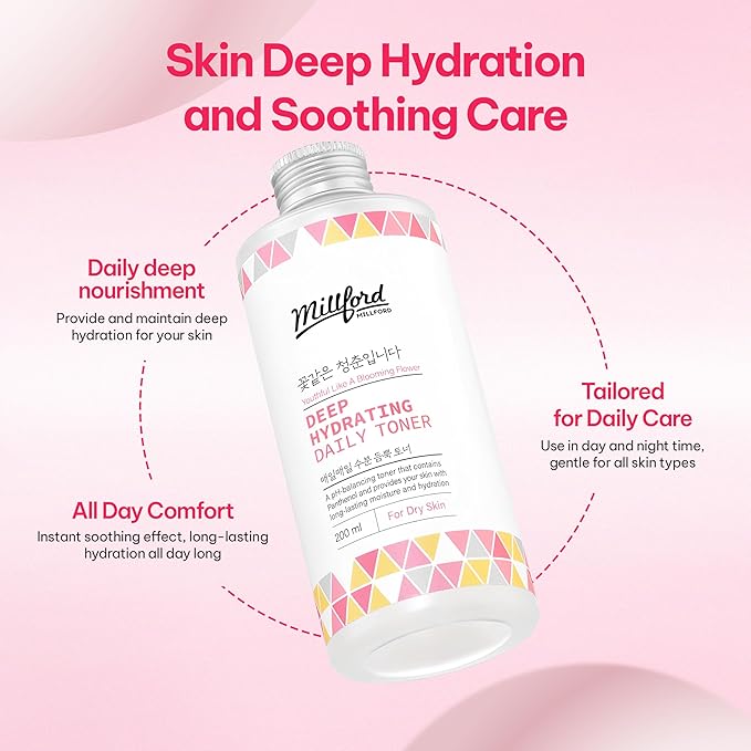 Deep Hydrating Daily Toner 6.76 Oz, 200ml, Moisturizing Toner, Alcohol Free, Fragrance Free, pH Balance, Panthenol, Betaine, Vitamin B5, Korean Skincare