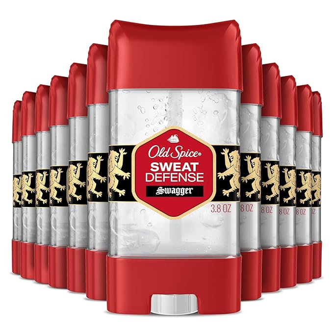 Old Spice Sweat Defense Antiperspirant Deodorant for Men, 24/7 Sweat & Odor Protection, Lasting Freshness, Clear Gel, Swagger Scent, 3.8 oz (Pack of 12)