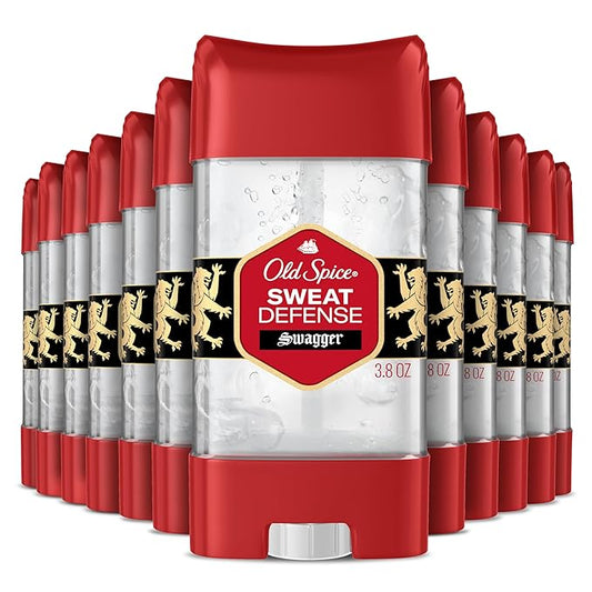 Old Spice Sweat Defense Antiperspirant Deodorant for Men, 24/7 Sweat & Odor Protection, Lasting Freshness, Clear Gel, Swagger Scent, 3.8 oz (Pack of 12)