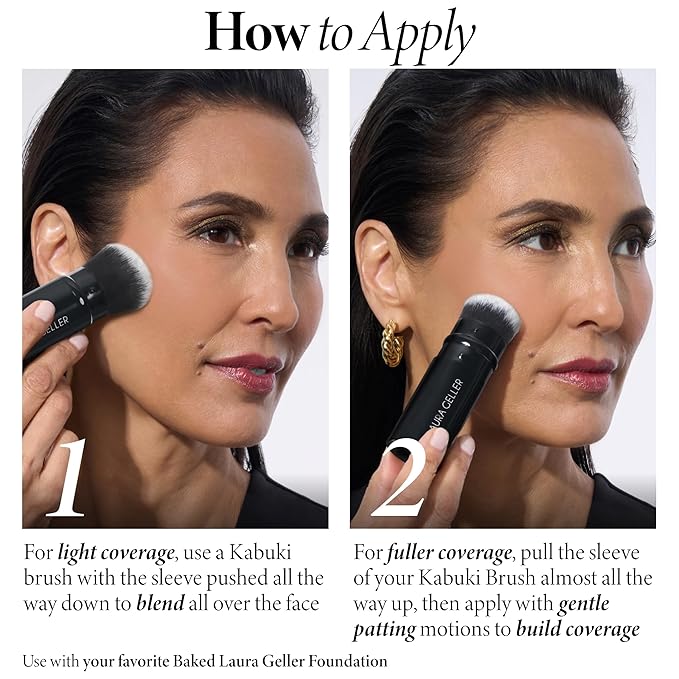 LAURA GELLER NEW YORK Baked Balance-N-Brighten Color Correcting Foundation, Sand + Kabuki Brush