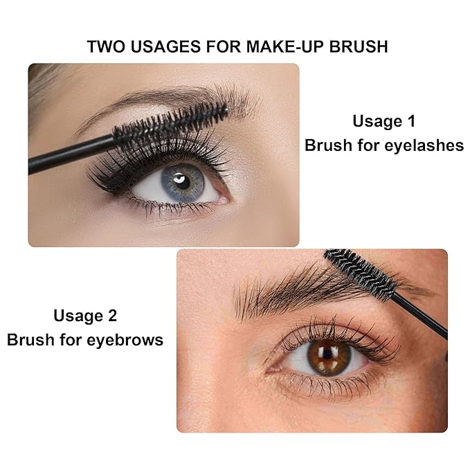 COCIDE 500Pcs Black Eyebrow Brush Eyelash Comb Lash Brushes Disposable Mascara Wands Lash Spoolies for Eyelash Extensions Supplies Makeup Applicators