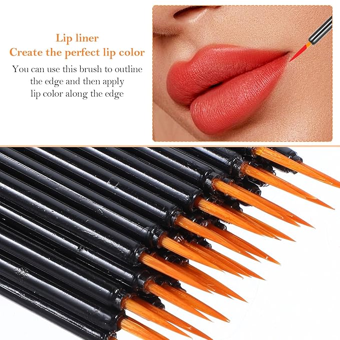 100 Pack Disposable Eyeliner Applicator Eyeliner Brushes Fine Point Ultra-Fine Point Eye Liner Applicator Eye Liner Brush Fine Black Cosmetic Eye Wands Makeup Brushes Tools For Women (Black)