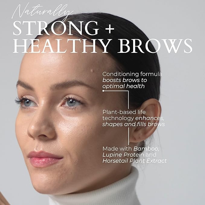 Fitglow Beauty Plant Protein Brow Gel | Natural Vegan Eyebrow Enhancer Serum | Thickening Volumizing Brow Filler | Nutrient-Rich Hair Conditioning | Strengthens, Lift, Shape & Fill | 4g - Medium Brown