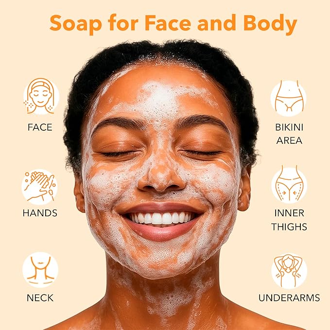 Kojic Acid Complexion Brightening Soap Bar with Vitamin C, Turmeric, Retinol, Collagen & Hyaluronic Acid – Brightening Face & Body Soap – Supports Brighter Skin, Even Skin Tone – 2 Pack