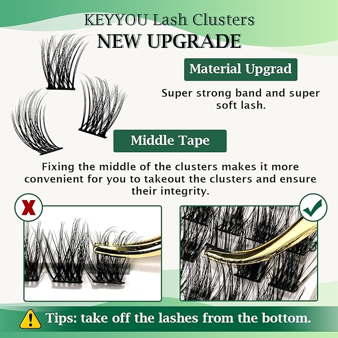 Lash Clusters 96pcs Individual Lashes Y08 D Curl 10-18MIX Cluster Lashes KEYYOU Volume Wispy Lash Extension Soft&Comfortable Easy DIY at Home(Y08 D-10-18MIX)