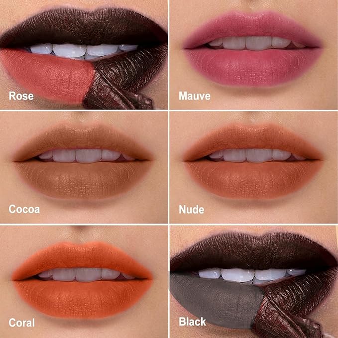 OETUIOW Lip Stain Peel Off, Lip Liner Moisturizing Long-Lasting & Waterproof, Transfer Proof & Plumping, Non-Stick Cup, Black Color