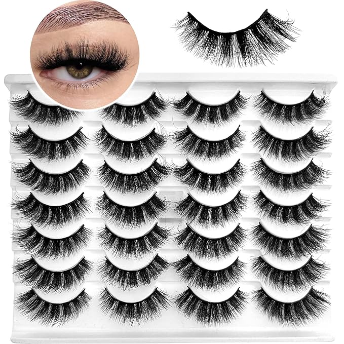Yasnai Lashes Fluffy Thick False Eyelashes Faux Mink Lashes Fake lashes 14 Pairs Pack 9D Wispy Cat Eye Lashes