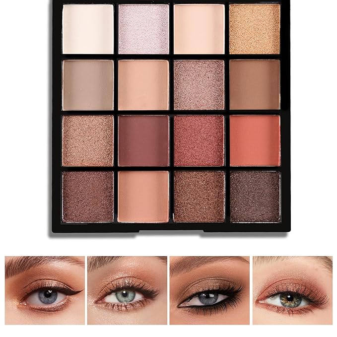 Boobeen Colorful Eyeshadow Palette Makeup-16 Colors, Matte and Glitter Eyeshadow, Bright Eye Shadow Palettes, Blendable, Easy to Build Dramatic Glamour Looks