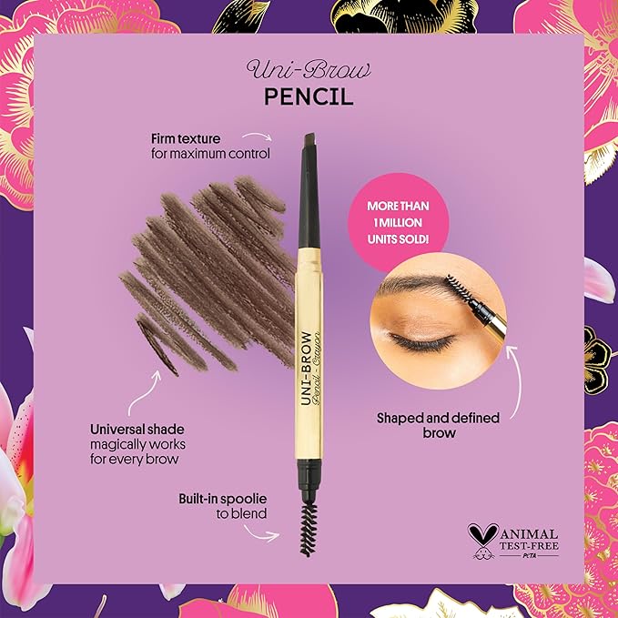 Winky Lux Uni Brow Eyebrow Pencil, Dual Sided with Spoolie, Longwearing Waterproof Eyebrow Crayon, Define Shape and Fill Brows, Brown, Blonde and Taupe Universal Shade