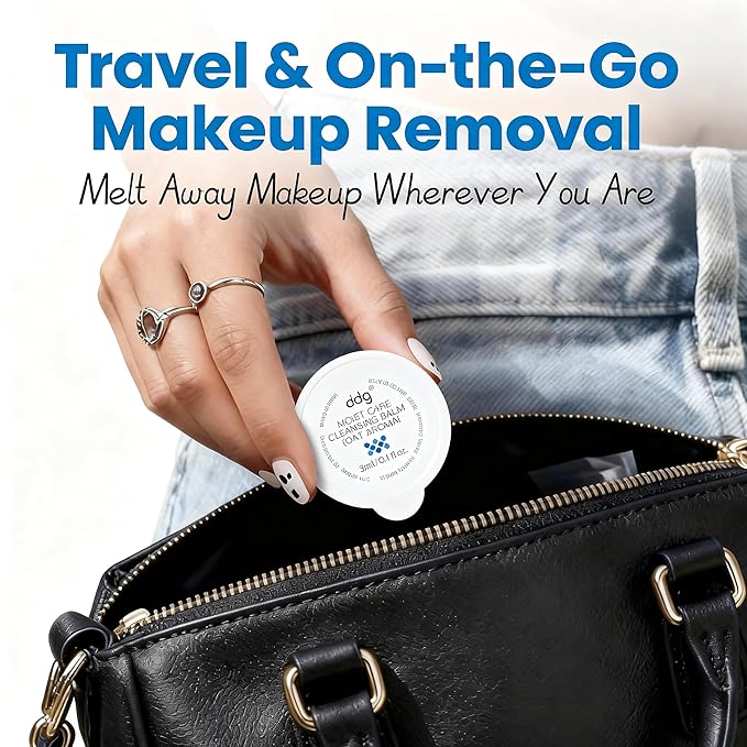 ddg Travel Size Cleansing Balm Makeup Remover for Sensitive Skin,Waterproof Makeup Removal,Travel-Friendly Facial Cleanser,Vegan Hydrating Formula,Individually Wrapped,10 Packs