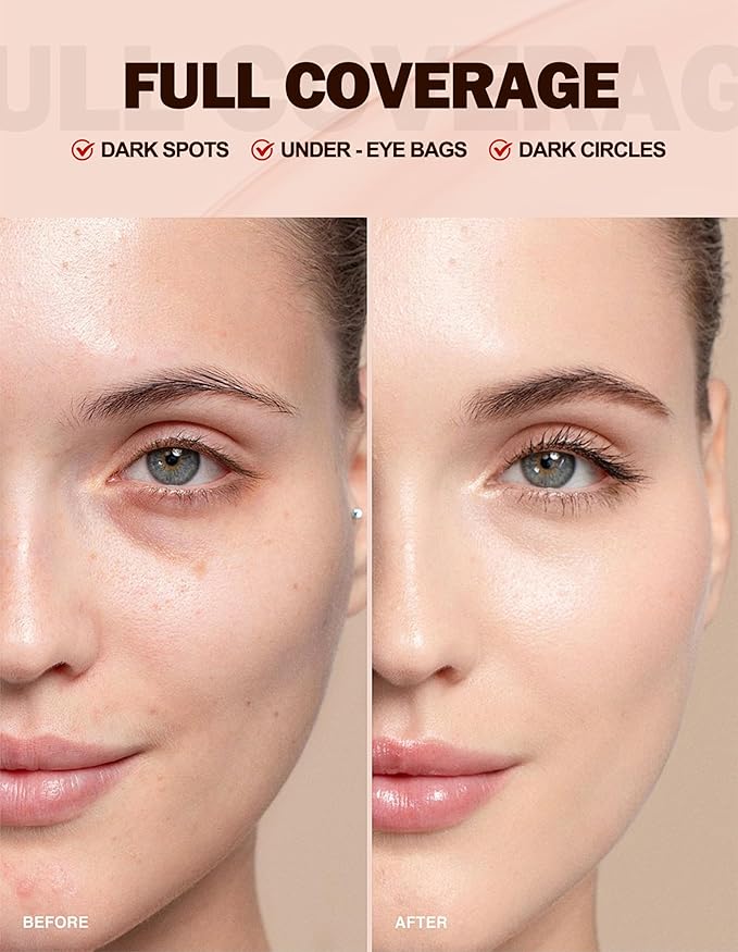 Erinde Under Eye Full Coverage Concealer, Color Corrector for Dark Circles, Fine Lines, Redness & Discoloration, Waterproof Natural Finish Dark Circles Under Eye Concealer, 03 Medium