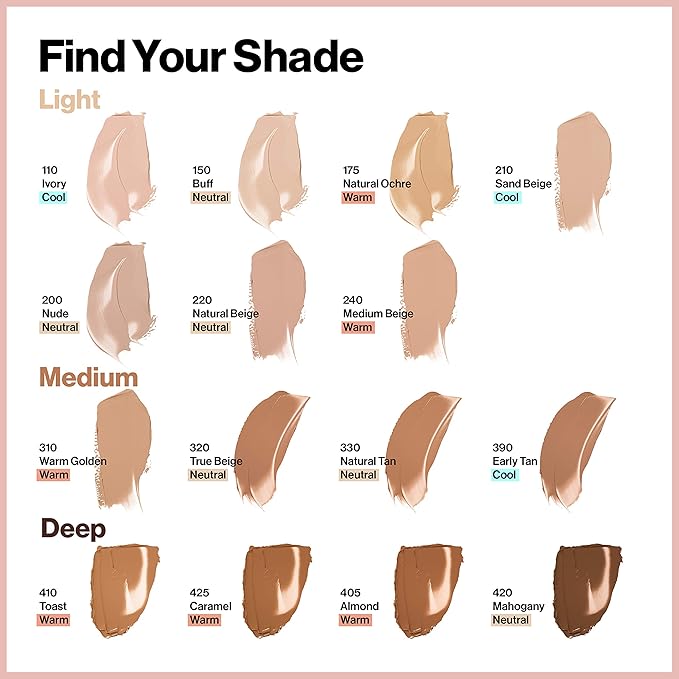 Revlon ColorStay Full Cover Longwear Matte Foundation, Heat & Sweat Resistant Lightweight Face Makeup, Early Tan (390), 1.0 oz