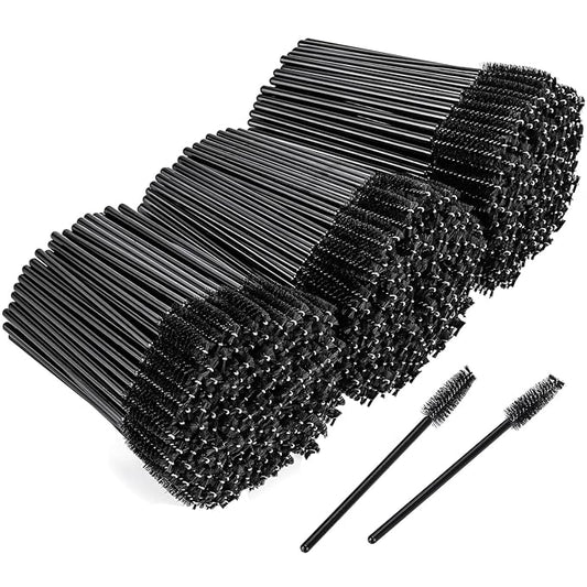 BTYMS 500 Pieces Disposable Mascara Wands Eyelash Brush Brow Brushes Applicators Lash Spoolies for Eye Lash Extension - Black