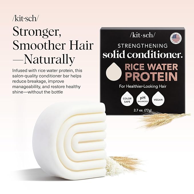 Kitsch Rice Water Hair Conditioner Bar – Soap Bar for Hair Care & Hair Growth – Conditioner for Women and Men – Moisturizing & Strengthening – Paraben, Silicone & Sulfate-Free - Made in USA – 2.7 oz