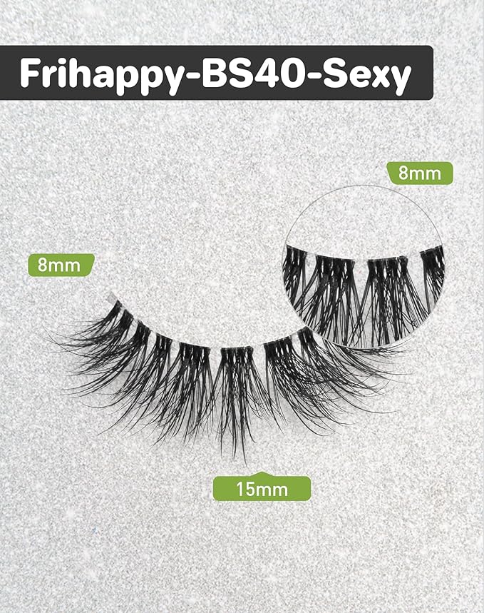 Frihappy False Eyelashes Cat Eye Lashes Fake Lashes Wispy Lashes Natural Eye Lashes Wispy Eyelashes D Curl Lashes BS40