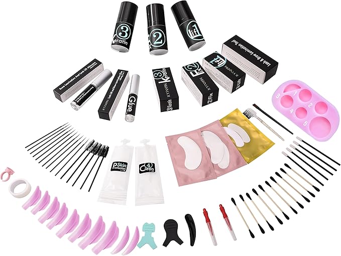 Lash Lift Brow Lamination Kit 7 Minutes Perm Lash Rapid Eyelash Perming Kit with Silicone Shield & Tool Durable Lash Lifts Curling Lash 6 Week Full Eyebrow Lamination Set DIY at Home Easily