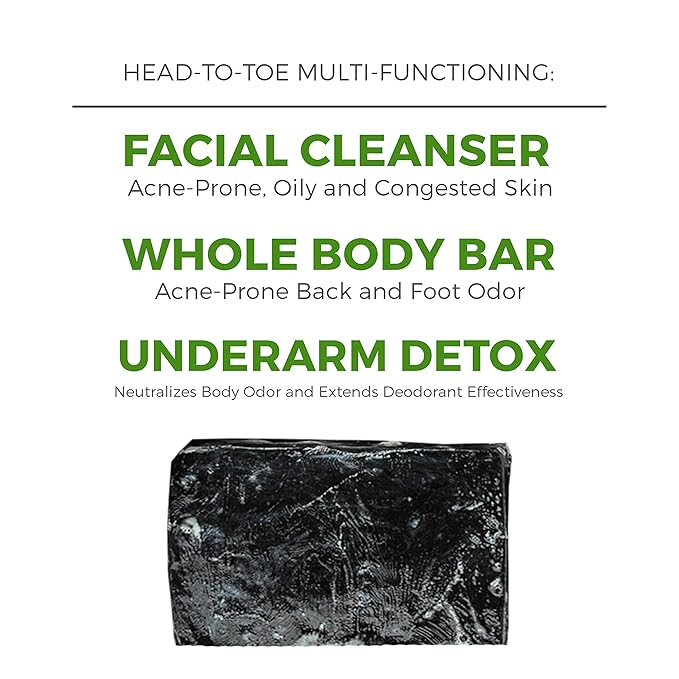 Rustic Maka Deep Cleansing Charcoal & Clay Soap Bar – Activated Charcoal Face & Body Soap for Acne-Prone, Oily, and Sensitive Skin – Kaolin Clay Formula for Pore Cleansing & Oil Control