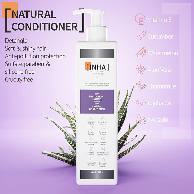INHA NATURAL CONDITIONER | Detangle | Hydrate | Nourish and Shine | All Hair Types | Safe for Colored Hair | UV Protection | 300 ml