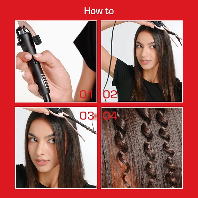 Red by Kiss RED 1/4 Inch Thin Curling Iron, Pencil Curling Iron, Extra Small Ceramic Coating Barrel, Skinny Curling Iron Wand for Long & Short Hair