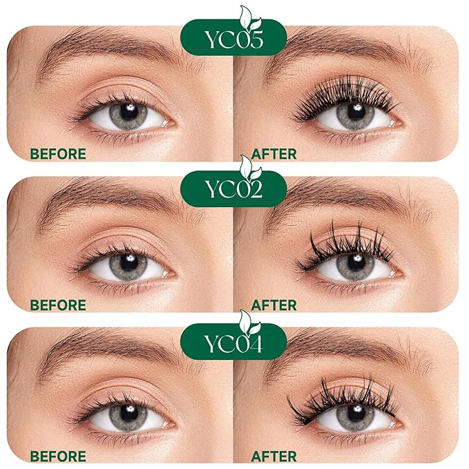 KEYYOU Reusable Magnetic Eyelashes No Glue Needed with Applicator Tool - 3D Natural Magnetic Lashes, Easy to Apply & Long Lasting for Daily Use & Events(YC05)