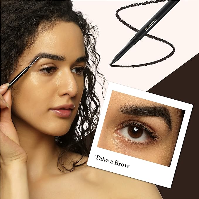 Waterproof Eyebrow Pen with Brush, Brow Pencil & Lash Spoolies for Eyelash Extensions, Eye Brow Pencils for Women, Eyelash Brush & Spoolie Combo, Eyebrow Makeup Tool Set, Take A Brow (Black Brown)
