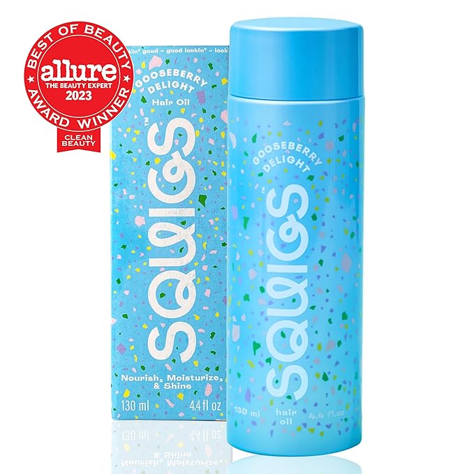 Squigs Hair Growth Oil for Dry & Damaged Hair – with Amla, Castor & Coconut Oil Blend for Frizz Control, Hydration & Scalp Treatment – Pre-Wash & Styling Treatment – 130ml