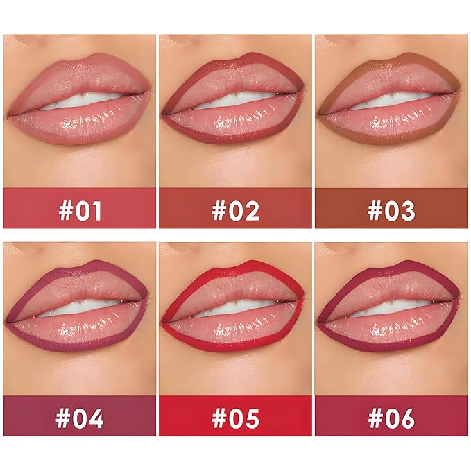 CCbeauty 6 Colors Matte Lip Liner Set, Waterproof and Long Wear Lipliner, Smudge-proof and Transfer-proof Lip Liner Pencil, Creamy Rich Color, Smooth Application, No Sharpener Required