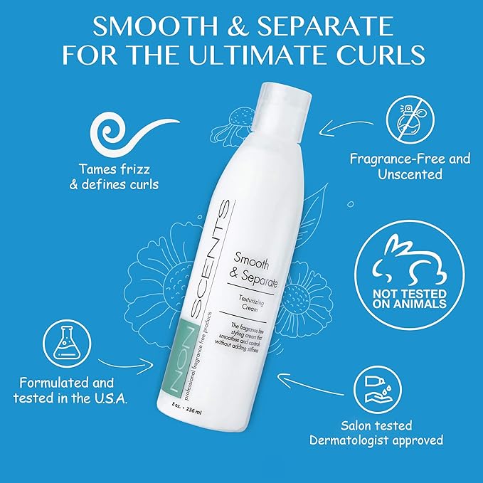 Nonscents Fragrance Free Curl Defining Cream, Truly Unscented. Great for Taming, Enhances Curls & Frizz Control. Create Amazing Blow-Dries & Styles that Last - Made in USA, 8 Fl Oz.