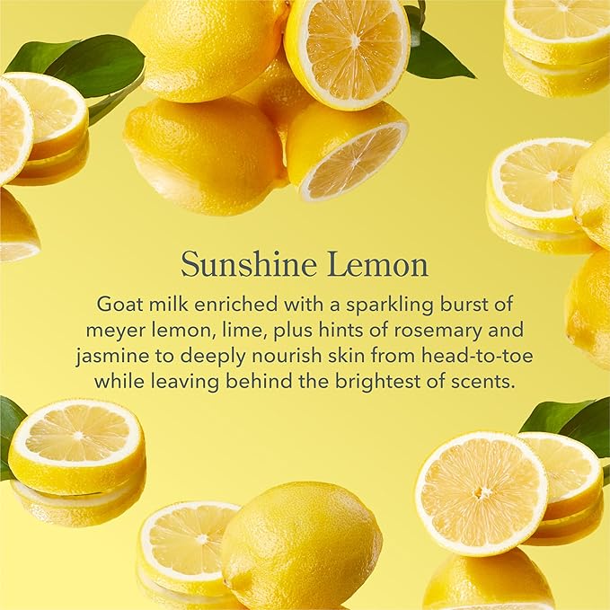 Beekman 1802 Best of the Zest Sunshine Lemon 3-Piece Bodycare Gift Set - Cleanses, Nourishes and Hydrates with Lactic Acid & Shea Butter, Good for Sensitive Skin, Gifts for Her