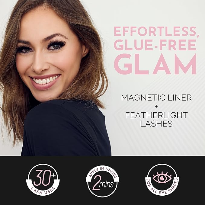 Luxillia Magnetic Eyeliner & Lashes Kit 10 Piece Set (Clear & Black) – Natural Effect, Reusable Fake Lashes, Strong Hold, No Glue Required