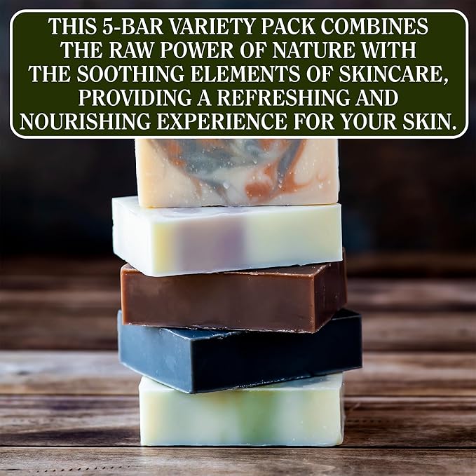 CompassSoap Natural Bar Soap for Women & Men | Skin-Friendly, Hand Made Soap Bar Gift Set | Best Exfoliating and Cleansing Bar Soap for Men & Women | 5 Oz. Variety Pack of 5