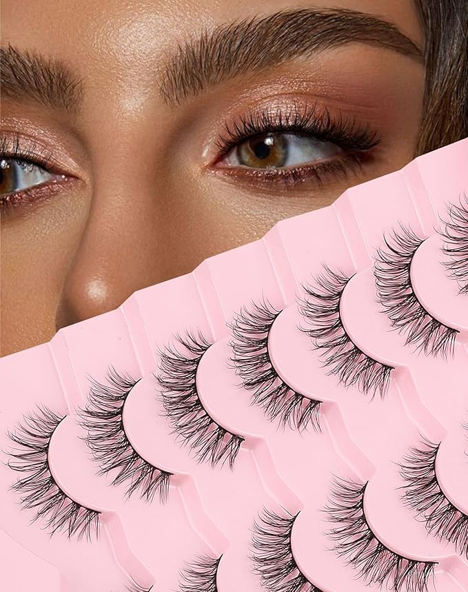 Frihappy Natural False Lashes Mink Lashes Wispy Fake Eyelashes Natural Look False Lashes Strip Lashes 14mm Lashes 3D Air-Virgo