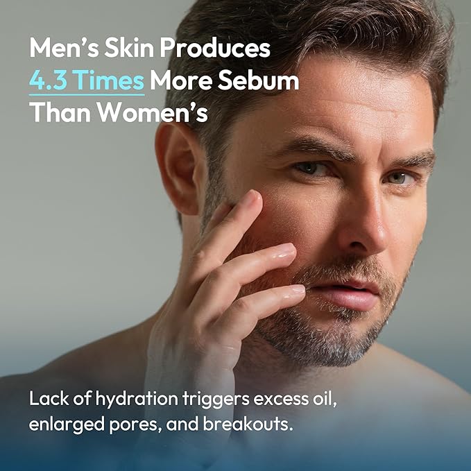Aqua-Gen Daily Face Moisturizer for men - Lightweight, Hydrating Fast-Absorbing Gel for Oily & Sensitive Skin, Oil Control & Pore Care Korean Skincare 3.71 fl oz.