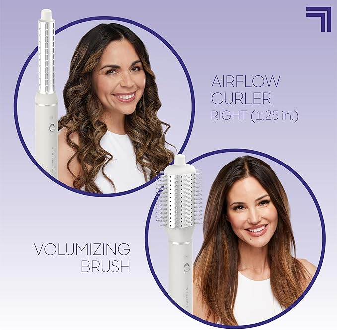 Sharper Image Revel 6-in-1 Airflow Hair Styler – Ionic Multi-Styler with Curling Wand, Detangler, Volumizing & Smoothing Brushes| Air Wrapping Styling Tool| Hot Brush| Straight & Curly Hair Product