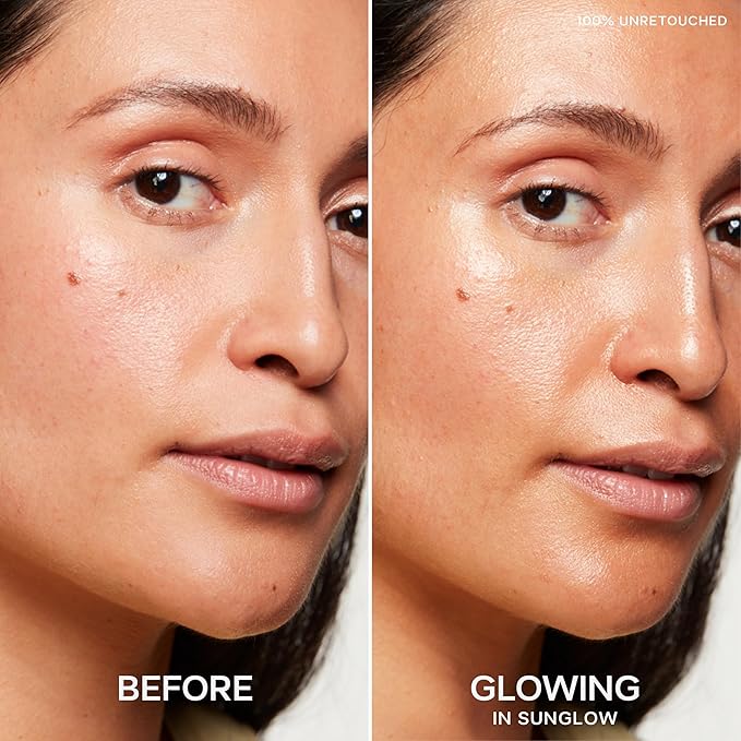 Saie Mini Glowy Super Gel Lightweight Illuminator - Luminizer + Makeup Primer for Glowing Skin - Enriched with Vitamin C + Hydrating Squalane Oil - Sunglow (0.5 oz)