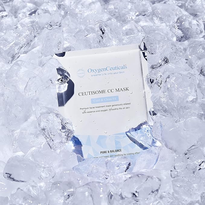 Ceutisome CC Mask – Cooling & Hydrating Sheet Mask with Xylitol, Witch Hazel & Fermented Botanical Extracts, Soothes Heated Skin, Controls Sebum, Non-Irritating Formula(6 Sheets/1 Box)