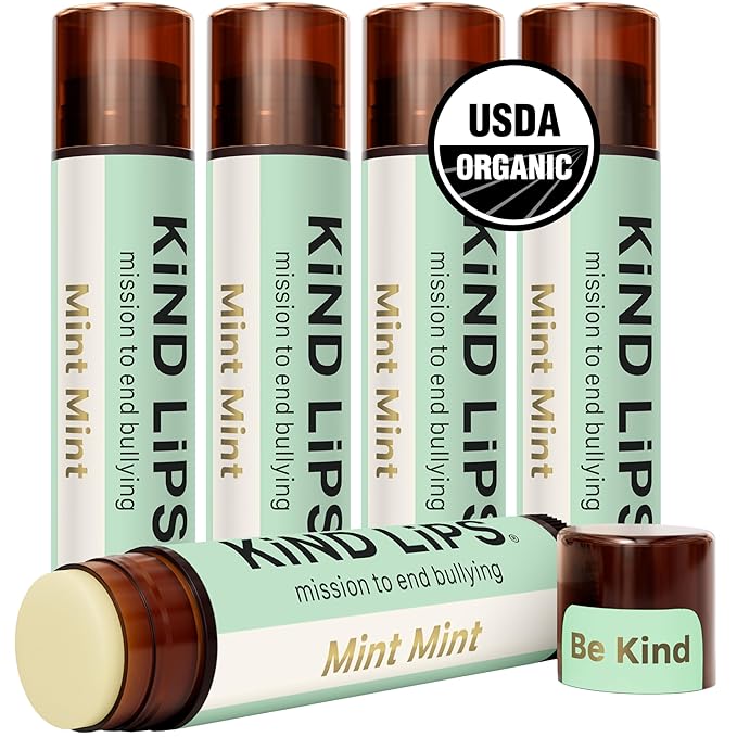 Kind Lips Mint Mint Lip Balm 5-Pack - USDA Organic, Extra Minty Cooling chap stick alternative for Dry Lips | Gluten-Free, Cruelty-Free