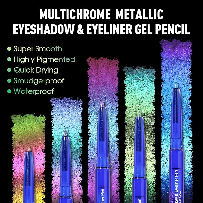 UCANBE Chameleon Eyeshadow & Eyeliner Gel Pencil-Multichrome Shifting Colors Metallic Glitter Eye Makeup,Waterproof Long-Lasting Smudge-Proof Multi-Dimensional Color (Forest Green to Chartreuse Gold)