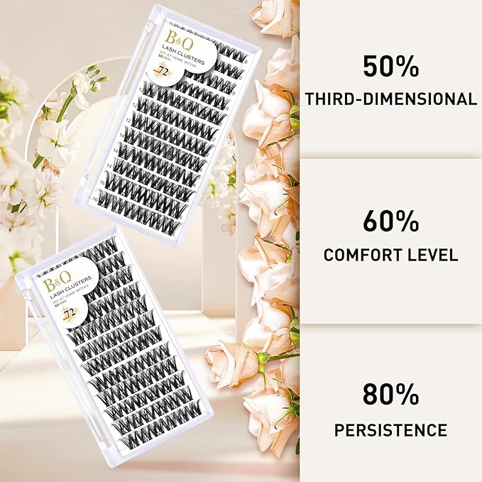 Lash Clusters B20 Mixed Tray Manga Lashes 72 Clusters Lashes B&Qaugen LASH DIY Eyelash Extensions C D Curl Wispy Spiky Eyelash Clusters Extensions Individual Lashes Cluster at Home (B20,D-8-16MIX)