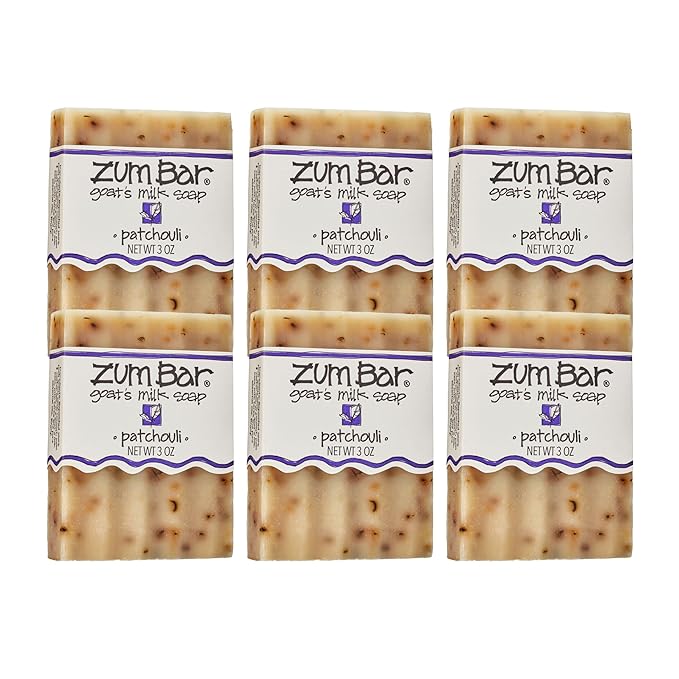 Zum Indigo Wild Goat's Milk Soap Bar - Bar Soap for Hands & Body Made with Essential Oils - 3 oz - Patchouli (6 Pack)