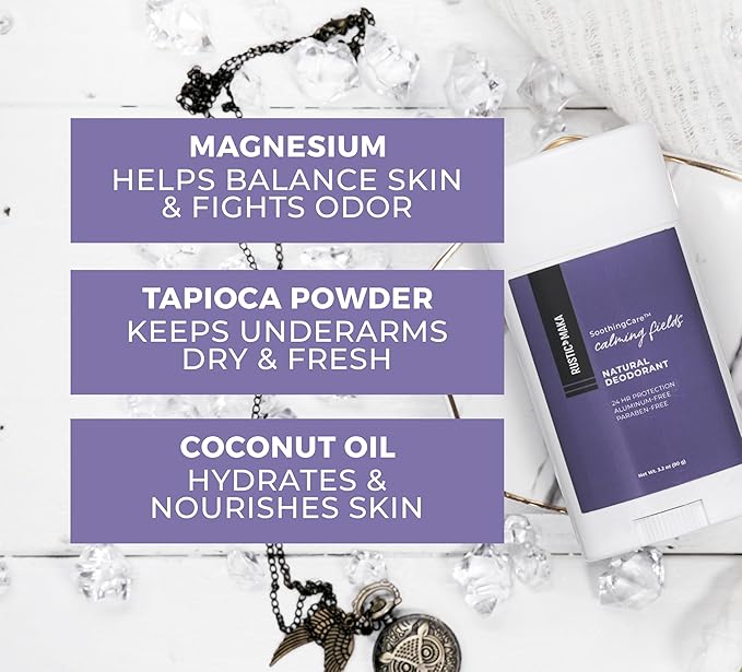 Rustic MAKA Natural Deodorant | Calming Fields | Aluminum-Free & Paraben-Free | Baking Soda-Free & Cruelty-Free | Odor-Neutralizing with Lavender + Mint | For Women & Men