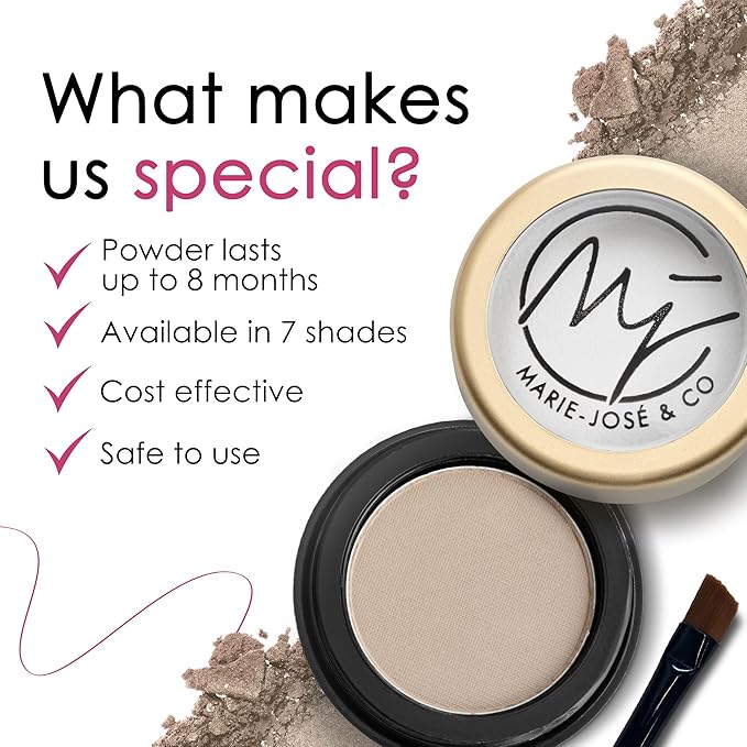 Marie-José Light Blond Eyebrow Powder Sand Beige Eyebrow Cake Powder - Effortless All-Day Brow Beauty - Compact Size 0.10oz for Purse or Travel Size - Made in USA