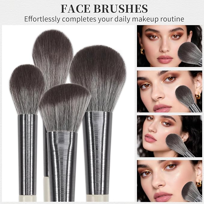 DUcare Makeup Brushes Set Professional 10pcs, Foundation Blush Face Contour Powder Brush Eyeshadow Eyeliner Eyebrow Lip Liquid Cream Blending Make up Brush Kit, Synthetic Essential