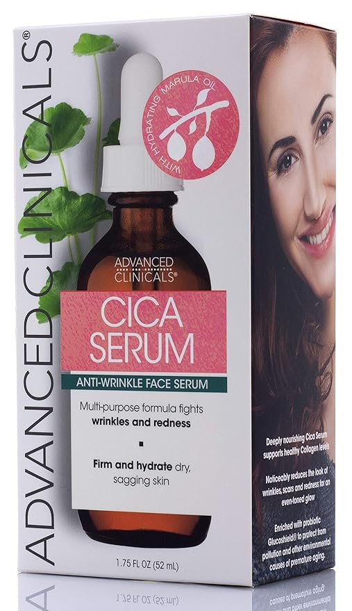 Advanced Clinicals Cica Serum Moisturizing Anti-Wrinkle Face Serum Plumps, Lifts, Evens Skin Tone, Reduces Redness Made with Natural Extracts in the USA, 1.75 fl. oz.