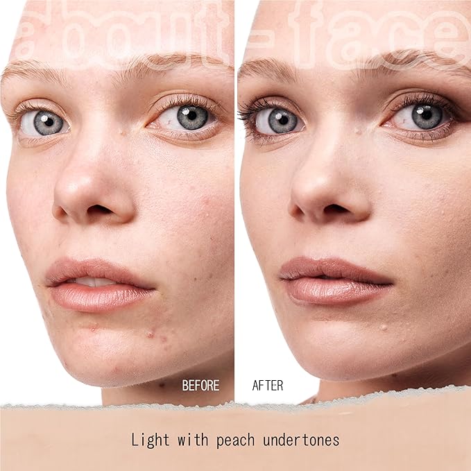 about-face THE PERFORMER Skin-Focused Foundation L2Peach – Medium Coverage, Long-Wear, Breathable & Buildable Base – Clean, Vegan, Hydrating Formula with Blue Agave & Chlorella – 1.08oz