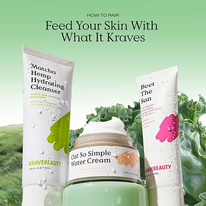 KraveBeauty Matcha Hemp Hydrating Cleanser - Daily Gentle Non-Stripping Face Wash Enriched with Matcha and Hemp Seed Oil, for All Skin Types, Vegan and Cruelty Free, 4.05 fl oz
