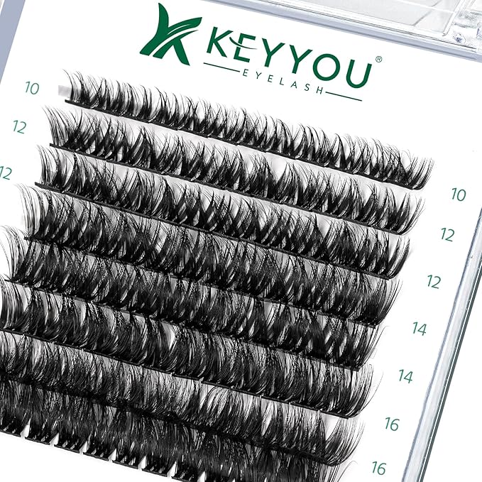 Lash Clusters,96 Pcs Cluster Lashes Y07 D Curl 10-18MIX DIY Lash Extensions Eyelash Clusters,KEYYOU Volume Wispy Individual Lashes Soft&Comfortable Easy DIY at Home(Y07,D-10-18MIX)